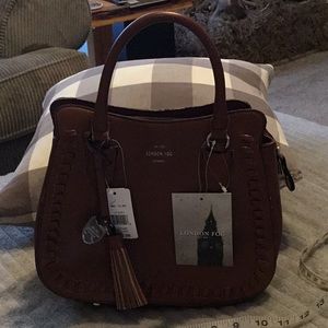 London fog brown leather handbag